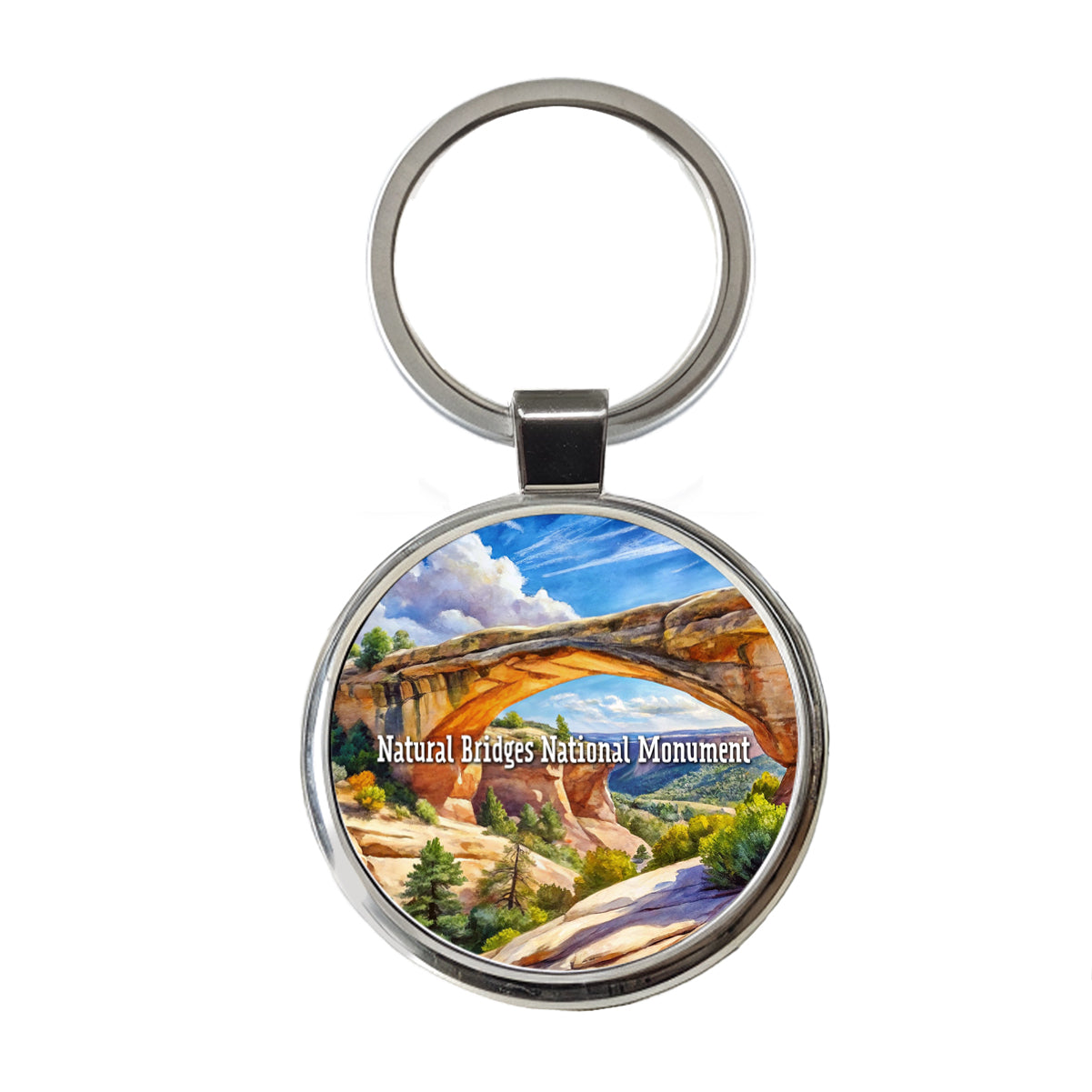 Natural Bridges National Monument Utah Round Metal Keychain