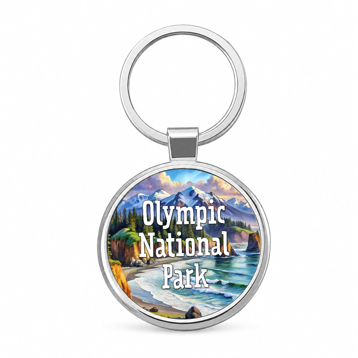 Olympic National Park Washington Round Metal Keychain