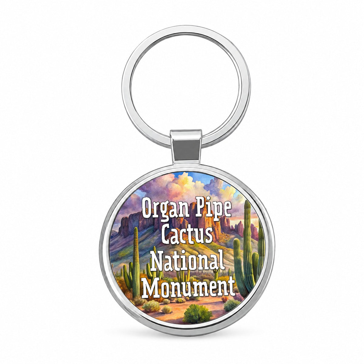 Organ Pipe Cactus National Monument Arizona Round Metal Keychain
