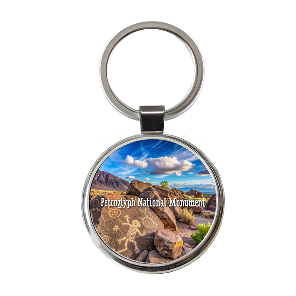 Petroglyph National Monument New Mexico Round Metal Keychain