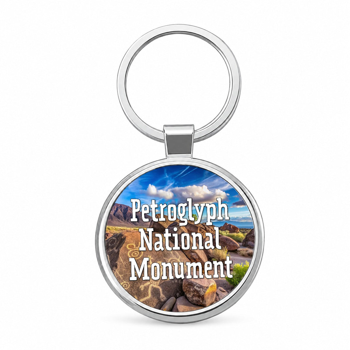 Petroglyph National Monument New Mexico Round Metal Keychain
