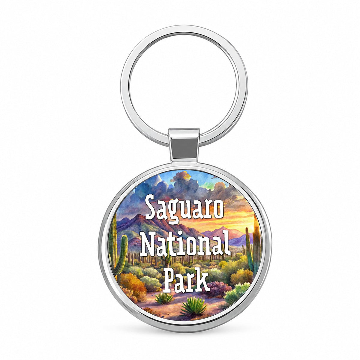 Saguaro National Park Arizona Round Metal Keychain