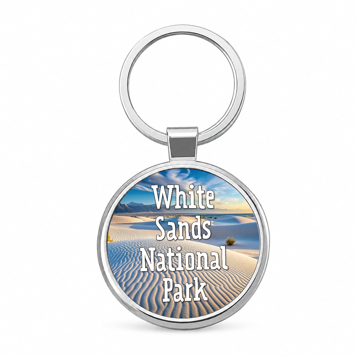 White Sands National Park New Mexico Round Metal Keychain