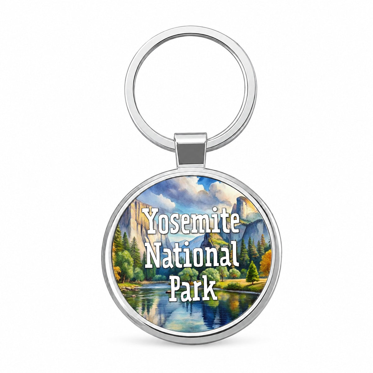 Yosemite National Park California Round Metal Keychain