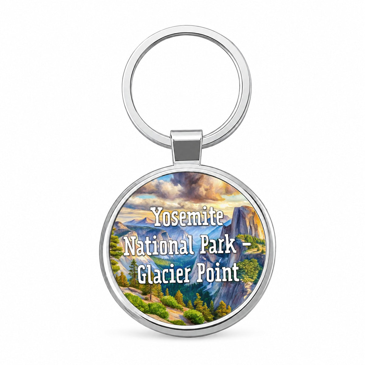 Yosemite National Park Glacier Point Round Metal Keychain