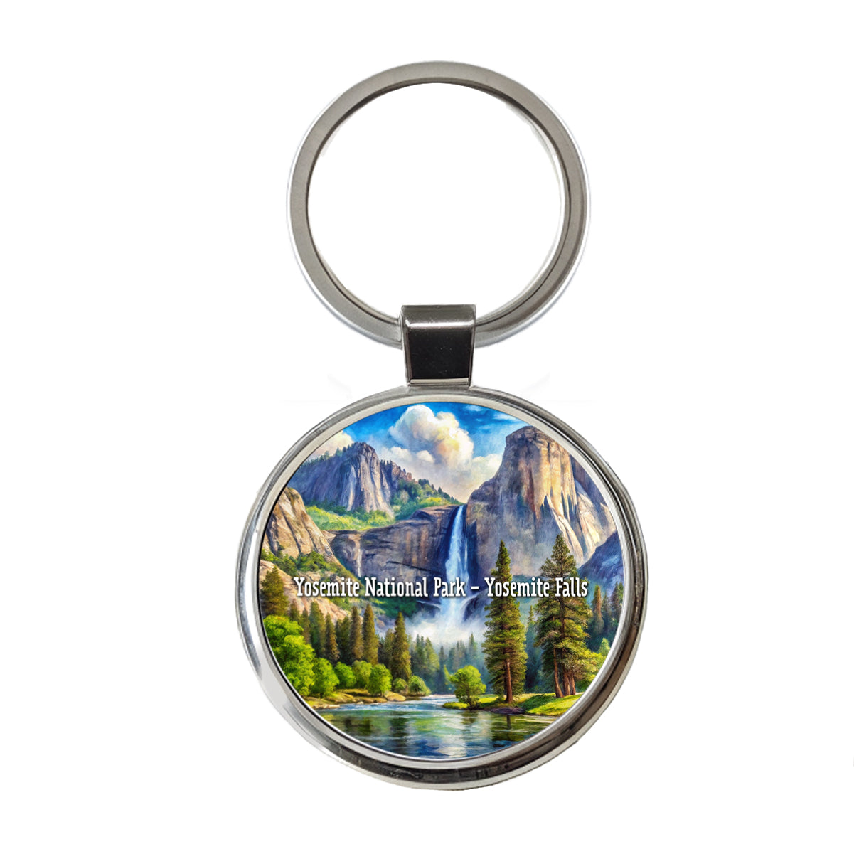 Yosemite National Park Yosemite Falls Round Metal Keychain