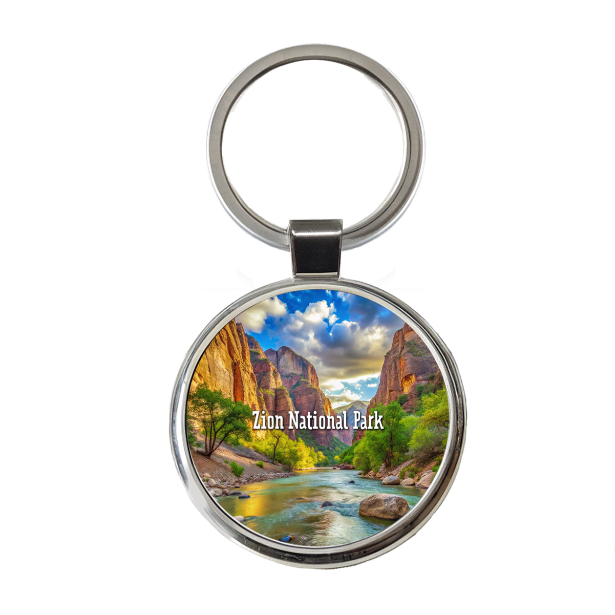 Zion National Park Utah Round Metal Keychain