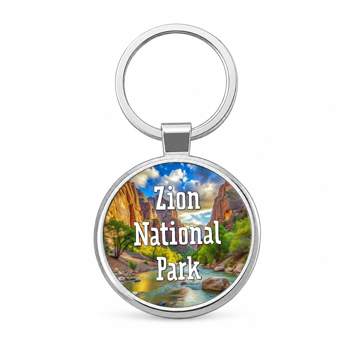 Zion National Park Utah Round Metal Keychain
