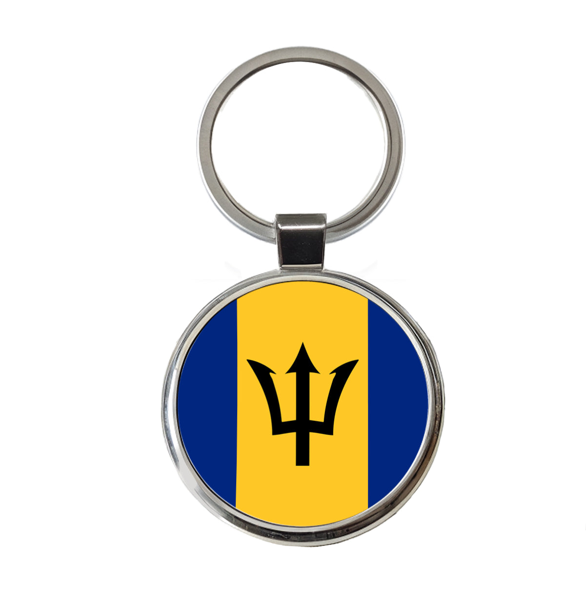 Barbados Country Flag Round Metal Keychain