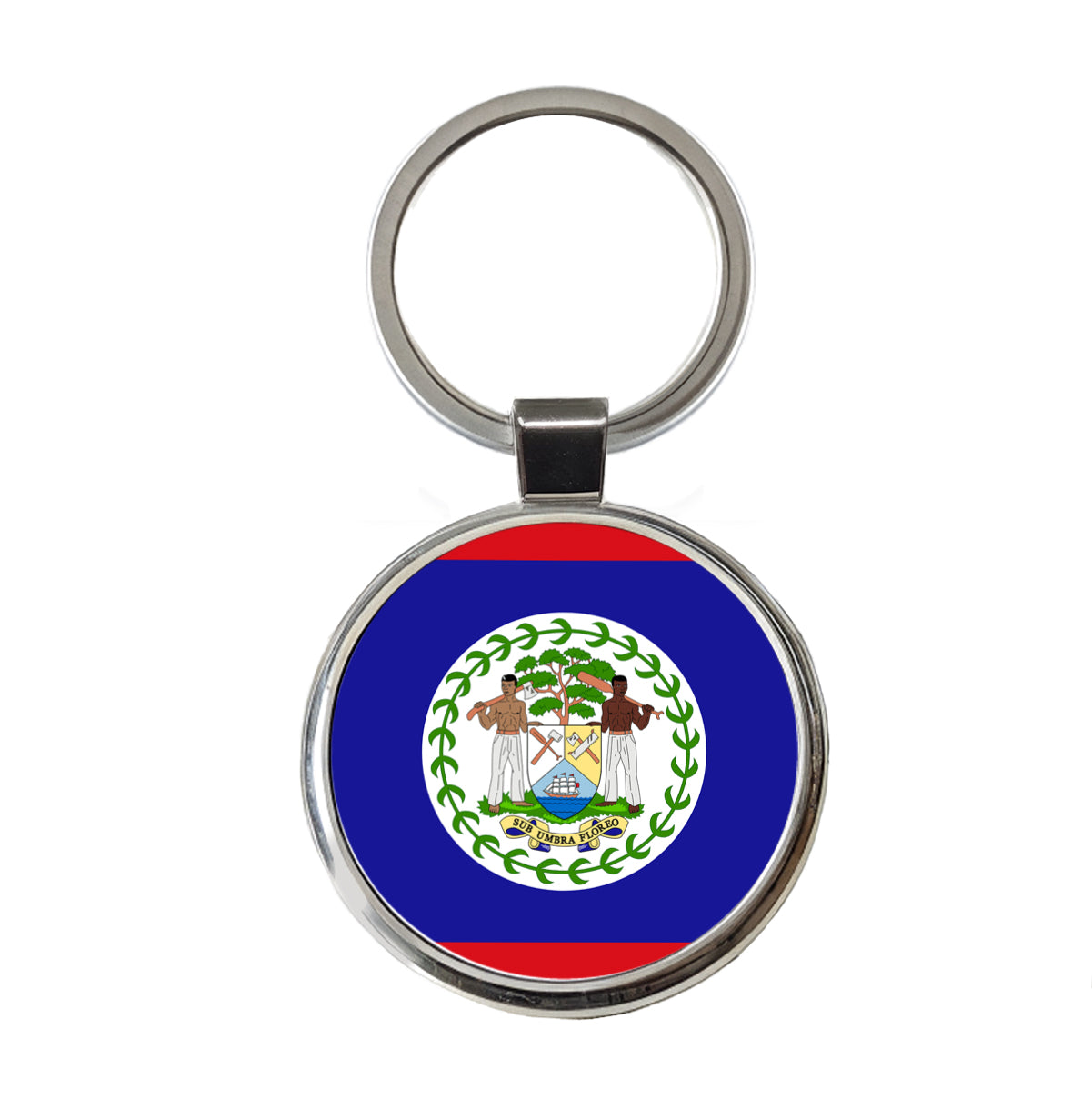 Belize Country Flag Round Metal Keychain