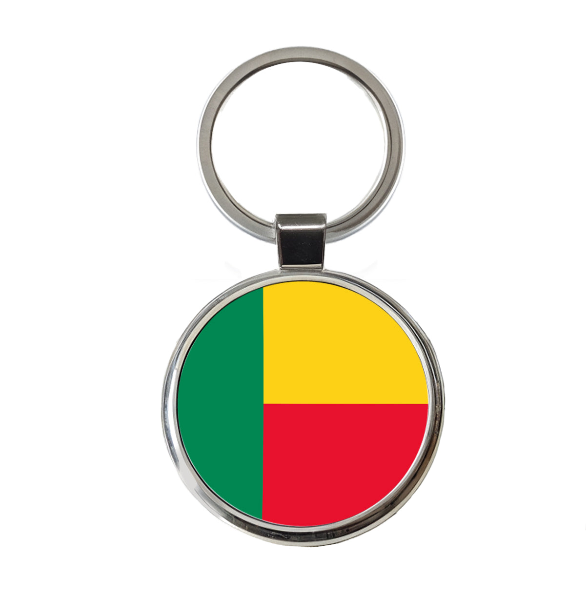 Benin Country Flag Round Metal Keychain