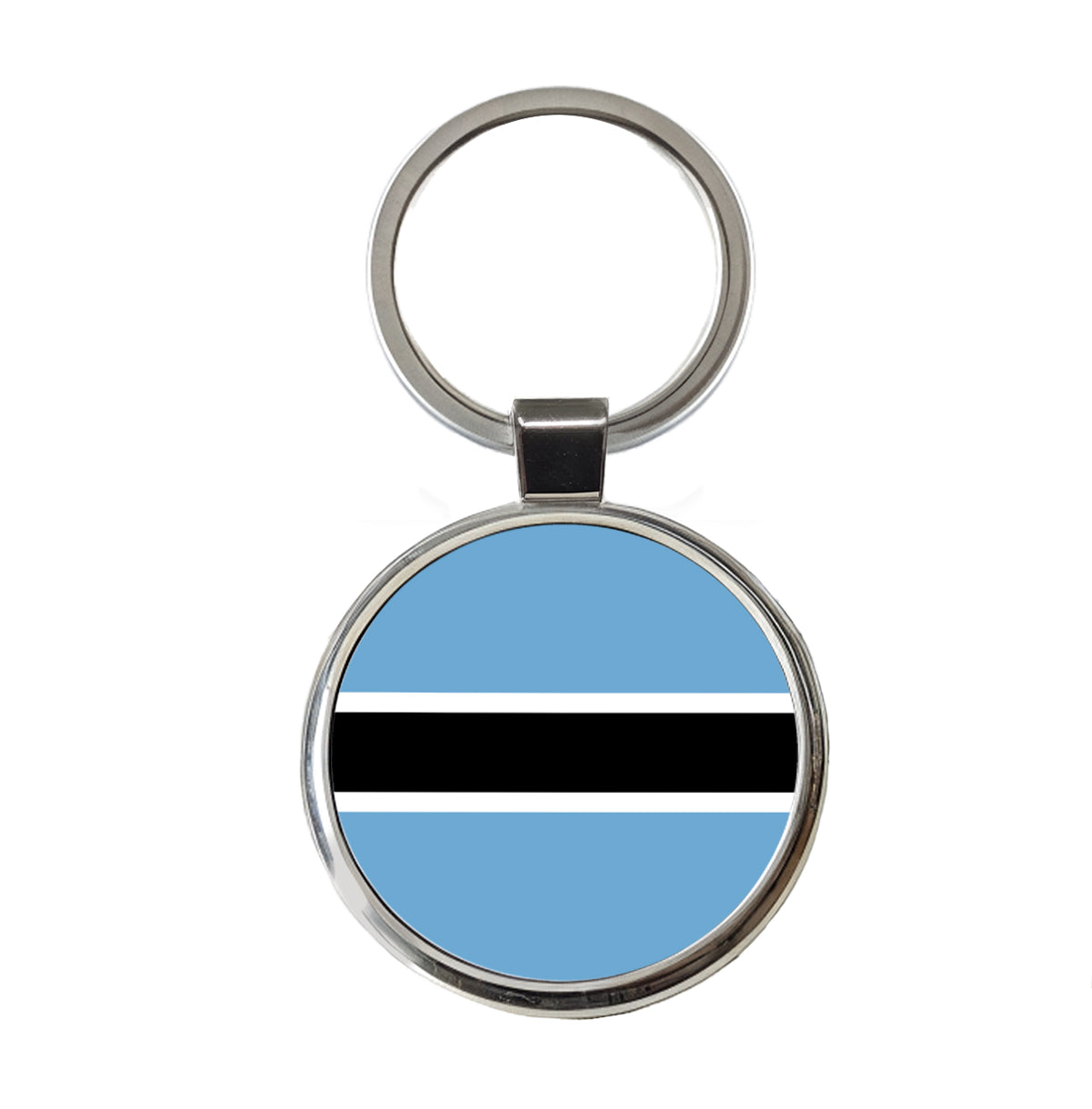 Botswana Country Flag Round Metal Keychain