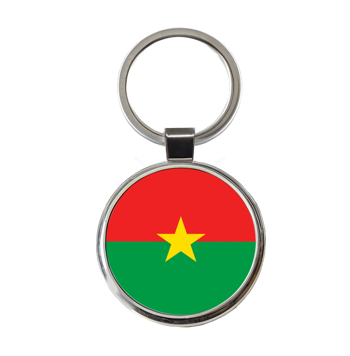 Burkina Faso Country Flag Round Metal Keychain