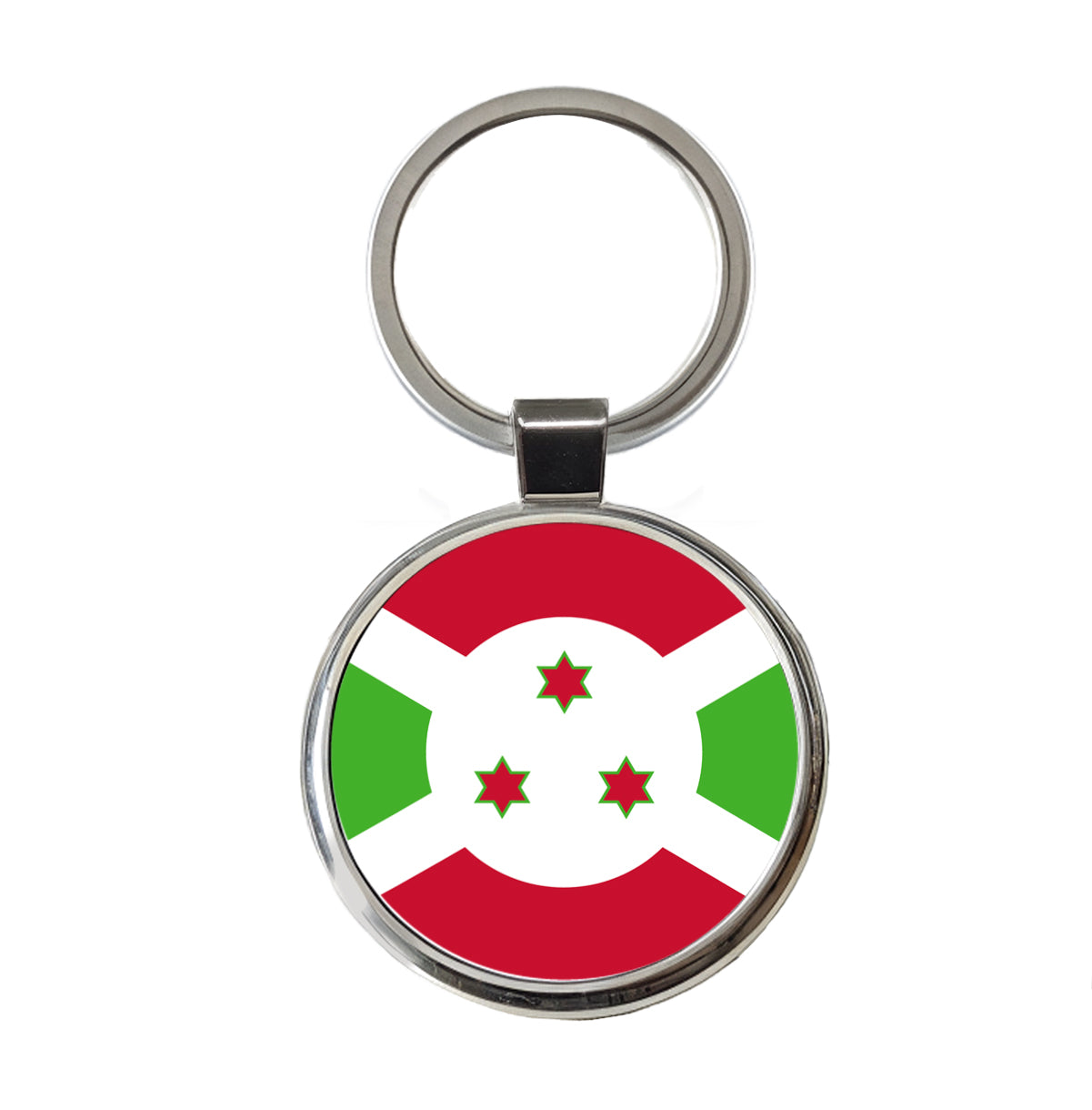 Burundi Country Flag Round Metal Keychain