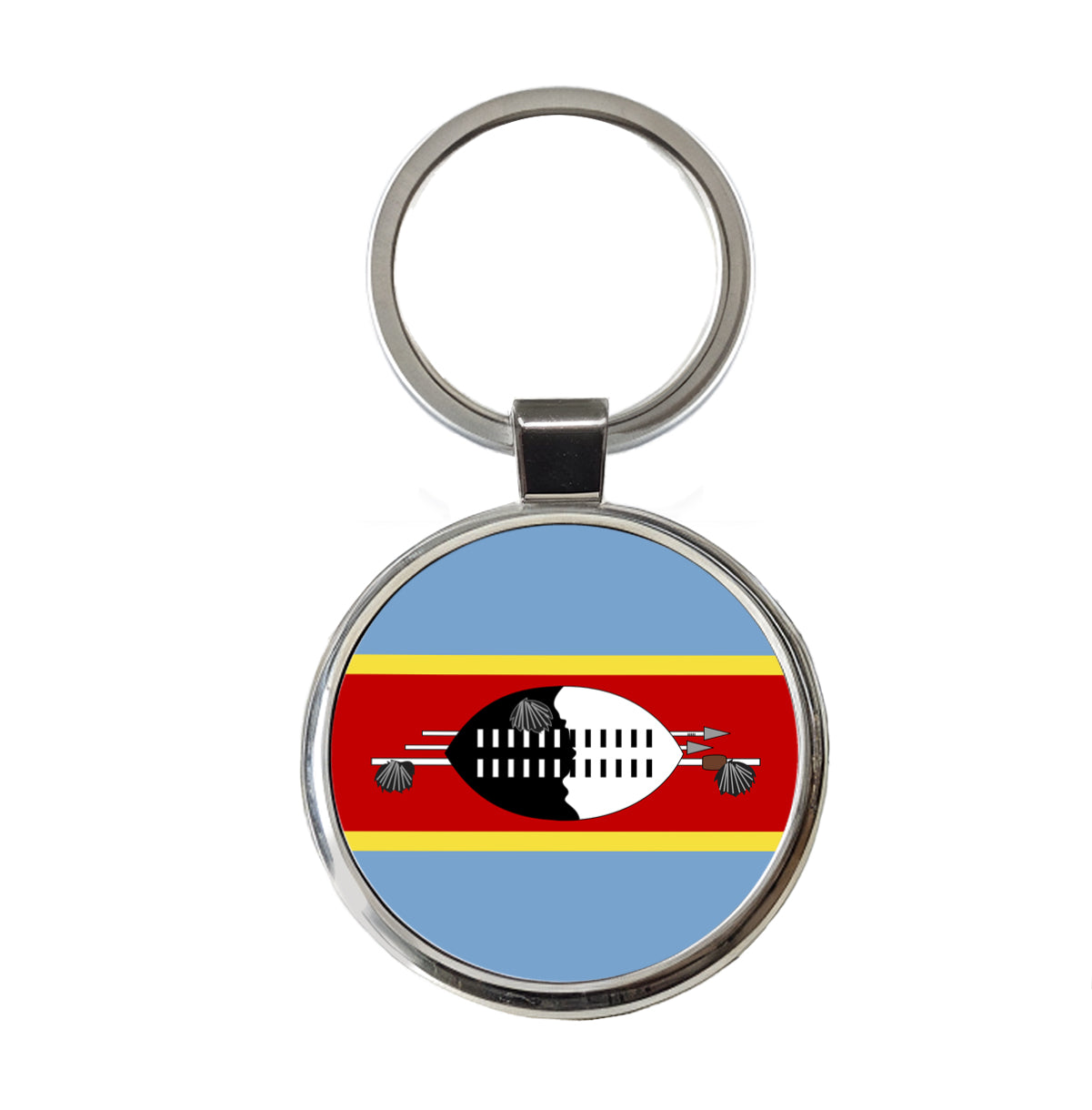 Eswatini Country Flag Round Metal Keychain