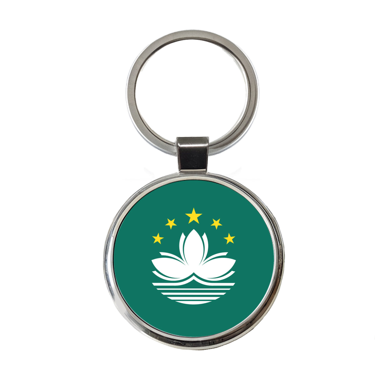 Macao Country Flag Round Metal Keychain