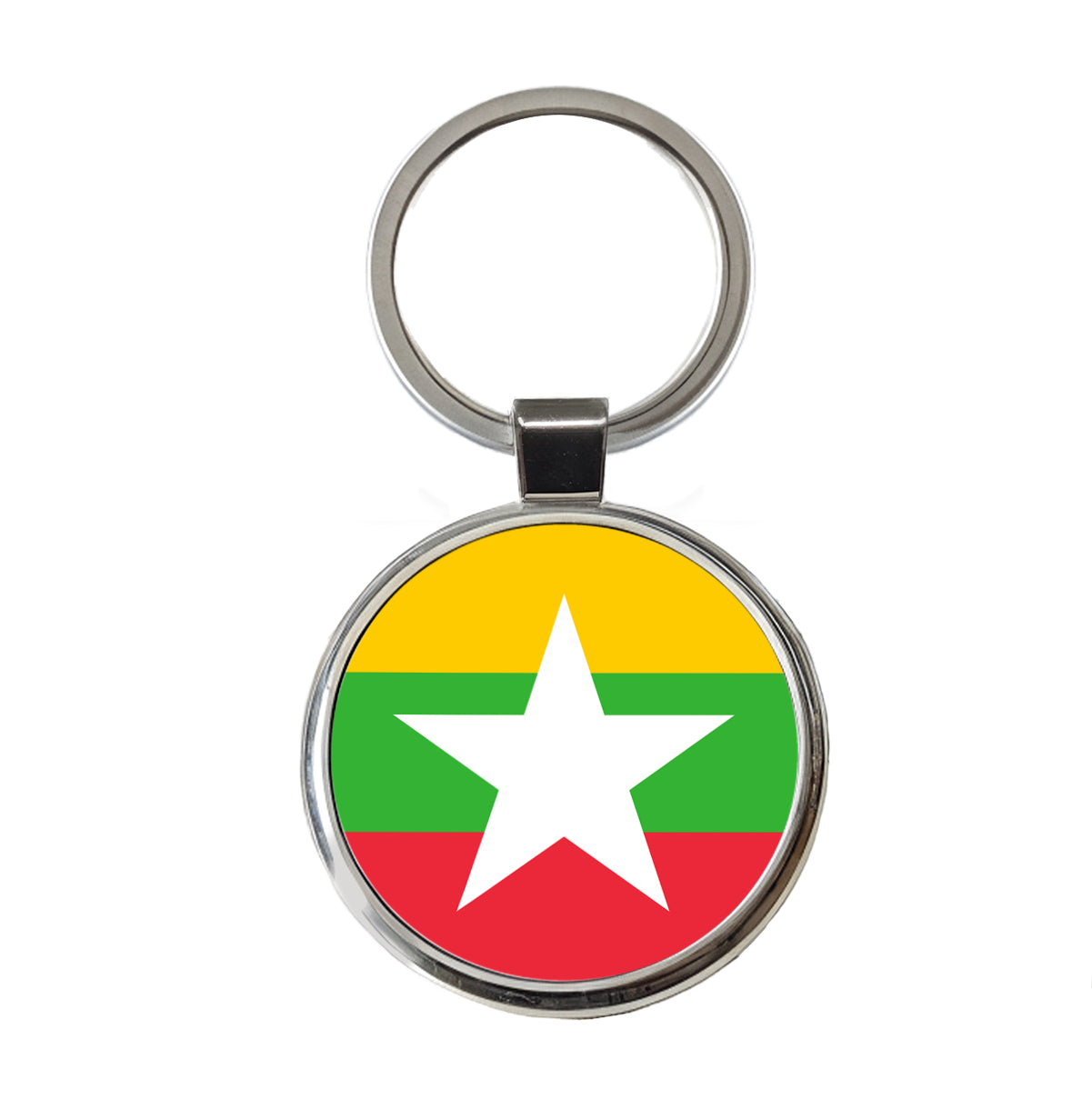 Myanmar Country Flag Round Metal Keychain