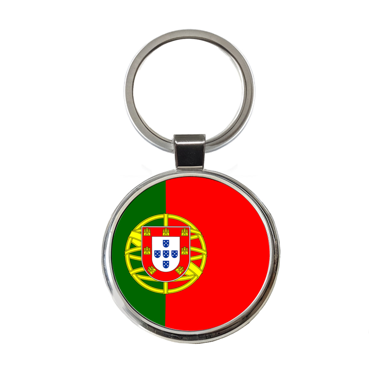 Portugal Country Flag Round Metal Keychain
