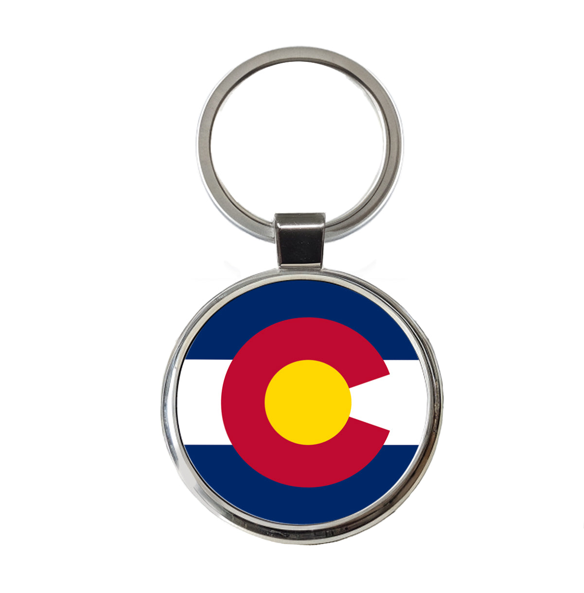 Colorado CO State Flag Round Metal Keychain