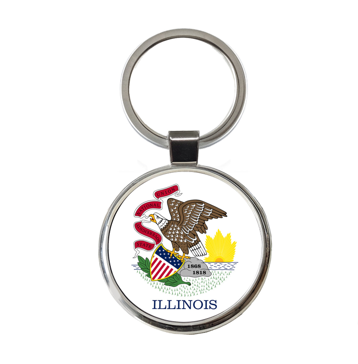 Illinois IL State Flag Round Metal Keychain