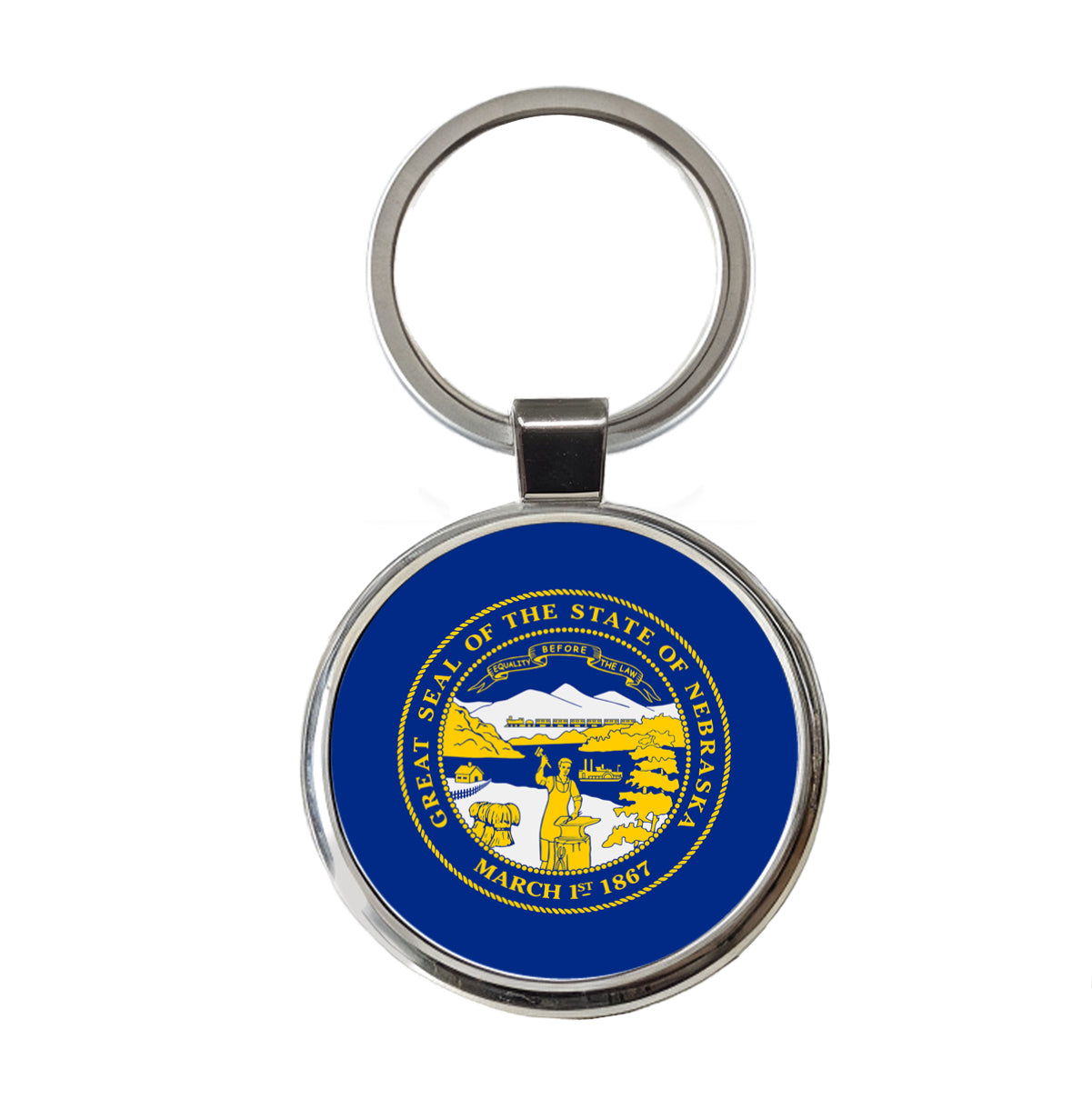 Nebraska NE State Flag Round Metal Keychain