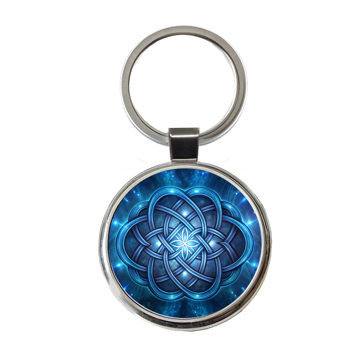 Blue Celtic Knot Eternity Love Round Metal Keychain