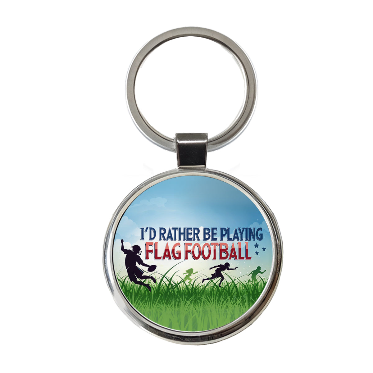 I'd Rather Be Playing Flag Football Round Metal Keychain