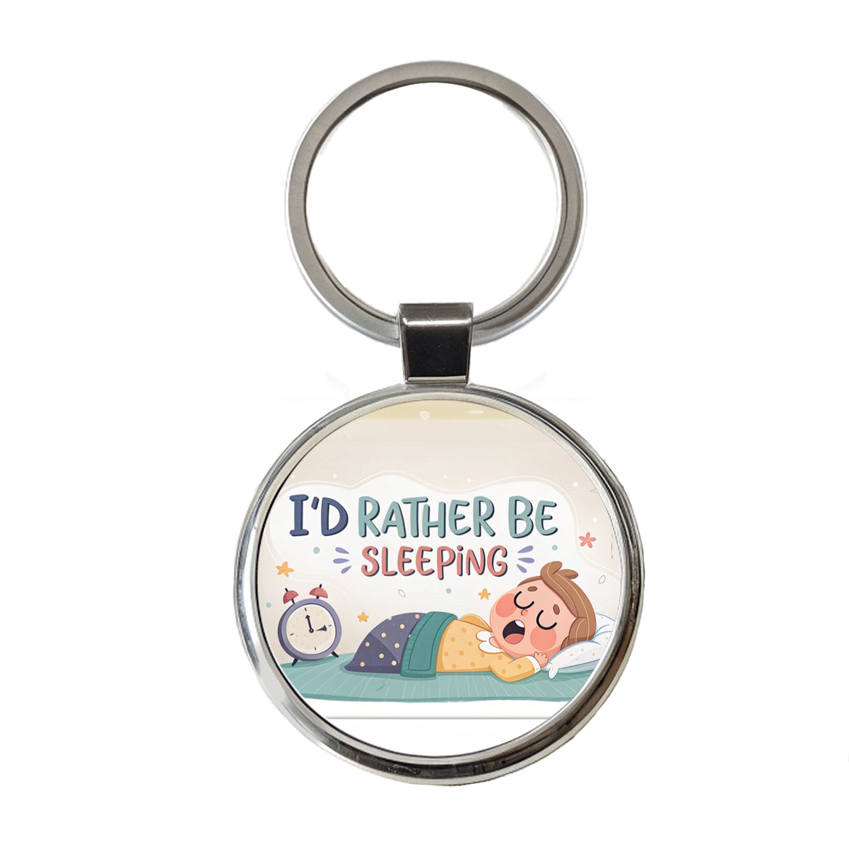 I'd Rather Be Sleeping Funny Round Metal Keychain