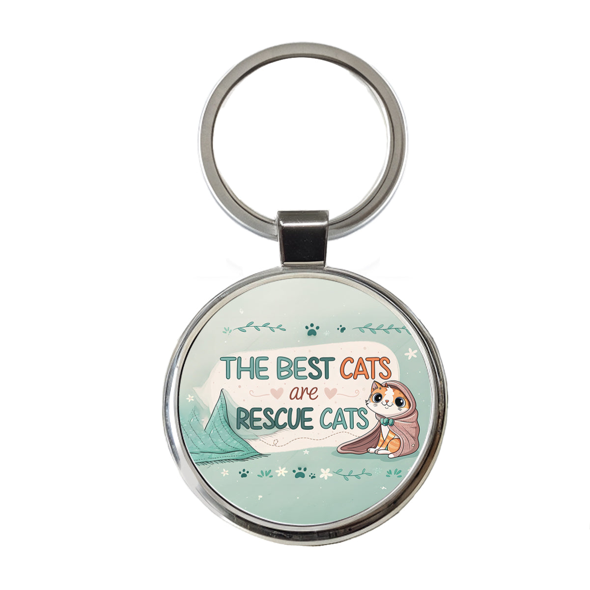 The Best Cats Are Rescue Cats Adopt Round Metal Keychain