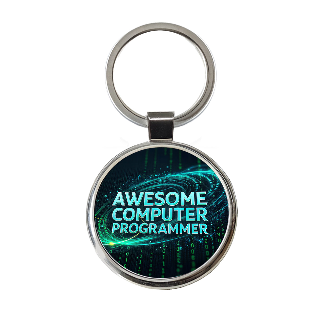 Awesome Computer Programmer Inspirational Round Metal Keychain
