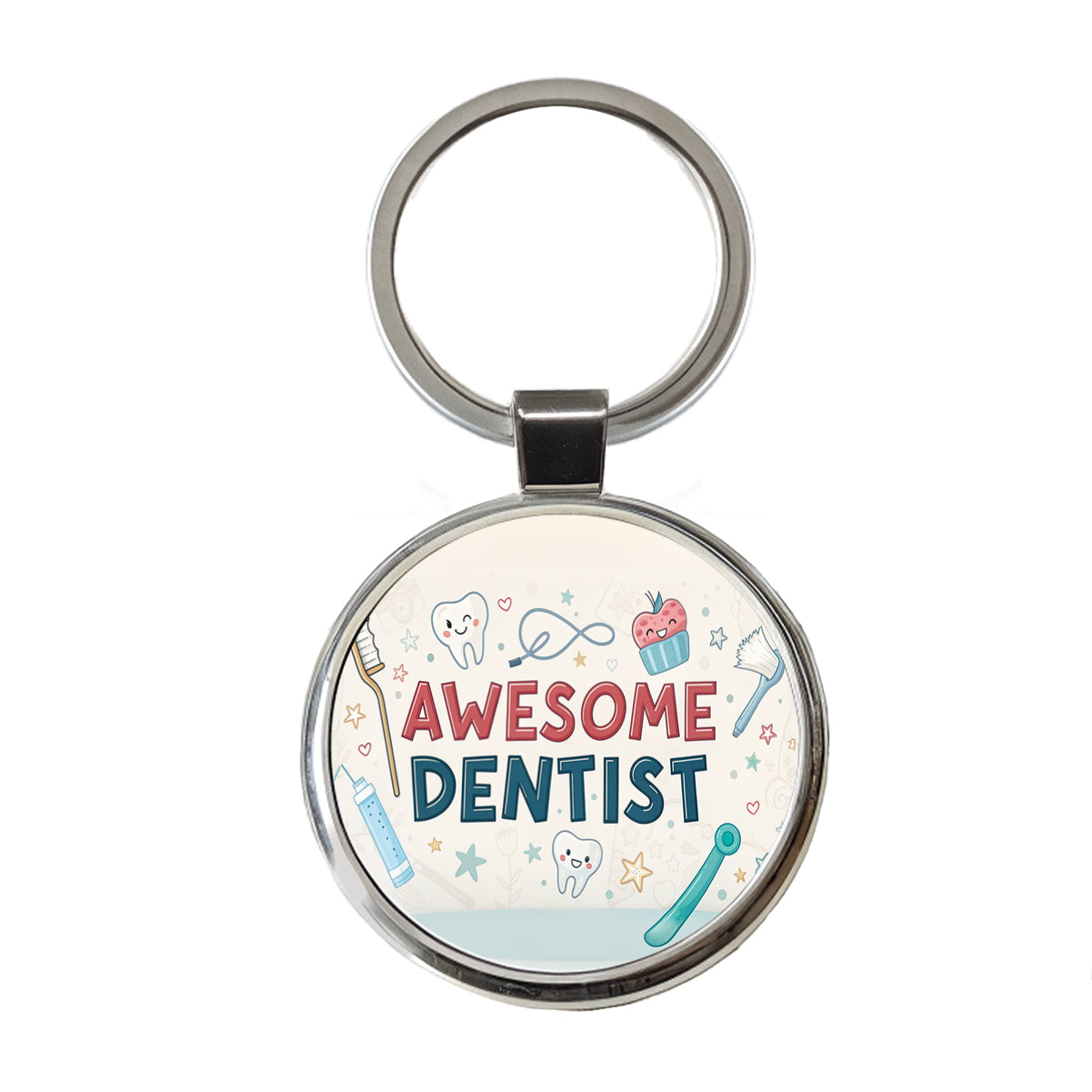 Awesome Dentist Inspirational Round Metal Keychain