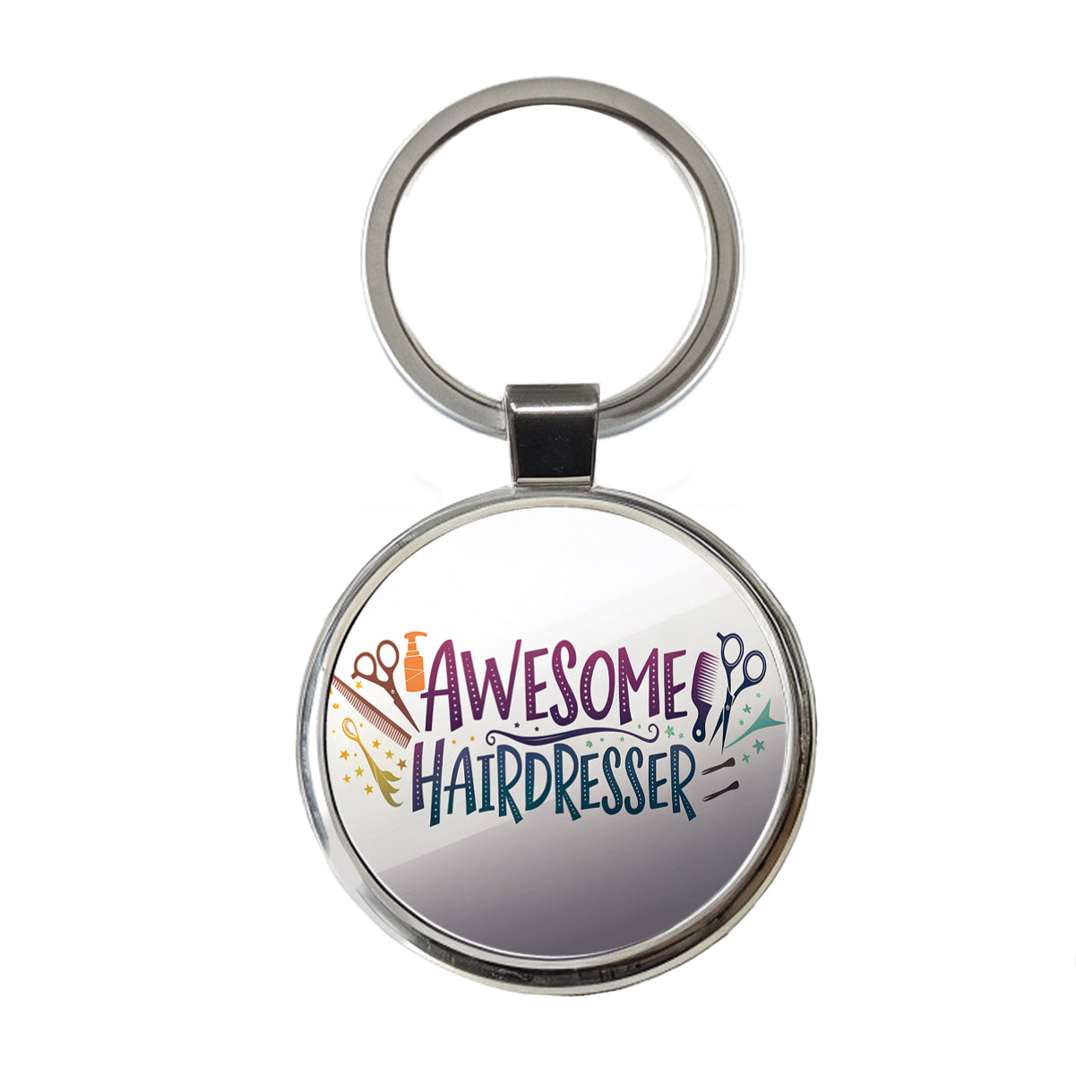 Awesome Hairdresser Inspirational Round Metal Keychain