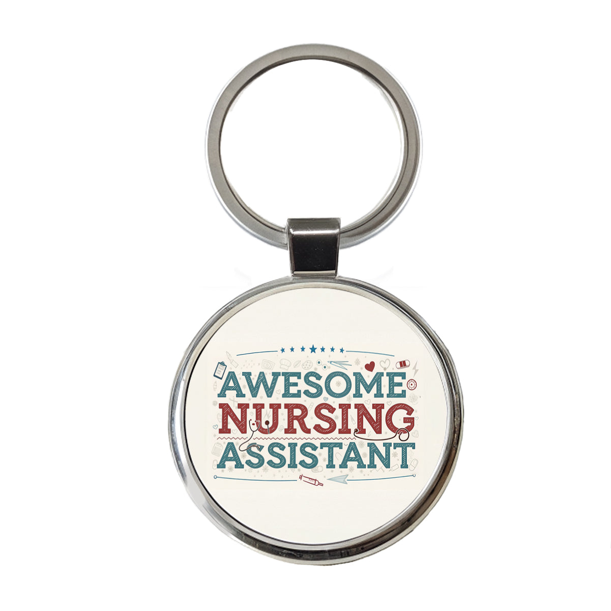 Awesome Nursing Assistant Inspirational Round Metal Keychain