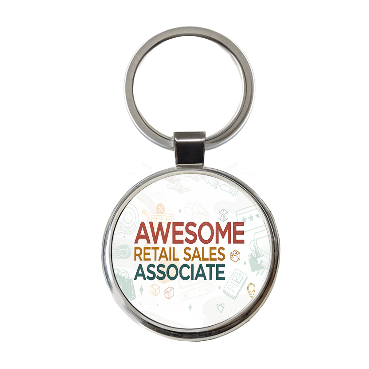 Awesome Retail Sales Associate Inspirational Round Metal Keychain