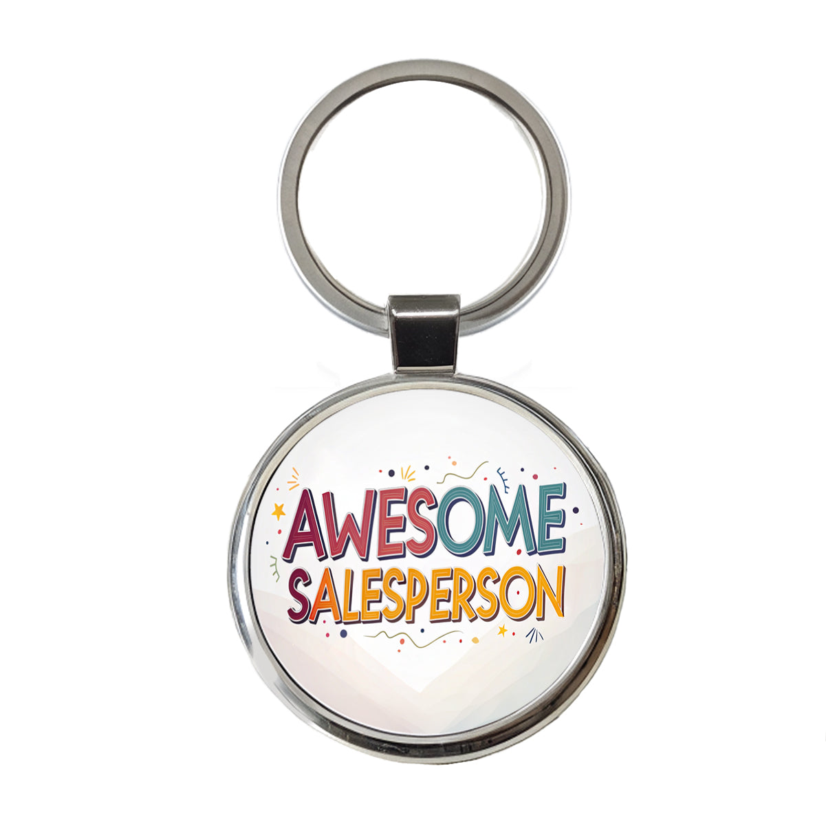 Awesome Salesperson Inspirational Round Metal Keychain