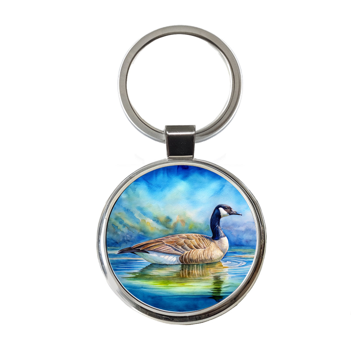 Canada Canadian Goose Watercolor Round Metal Keychain