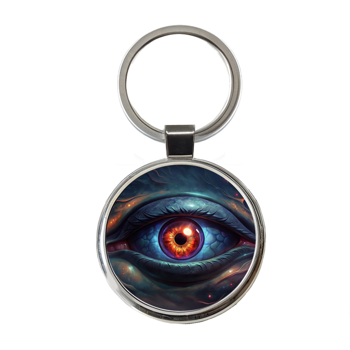 Evil Eye Scary Creepy Round Metal Keychain