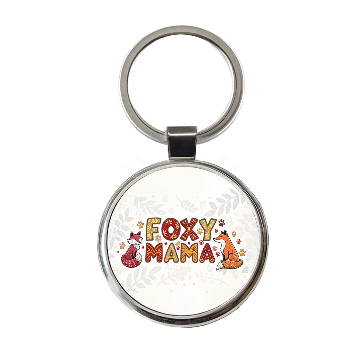 Foxy Mama Cute Fox Foxes Theme Round Metal Keychain