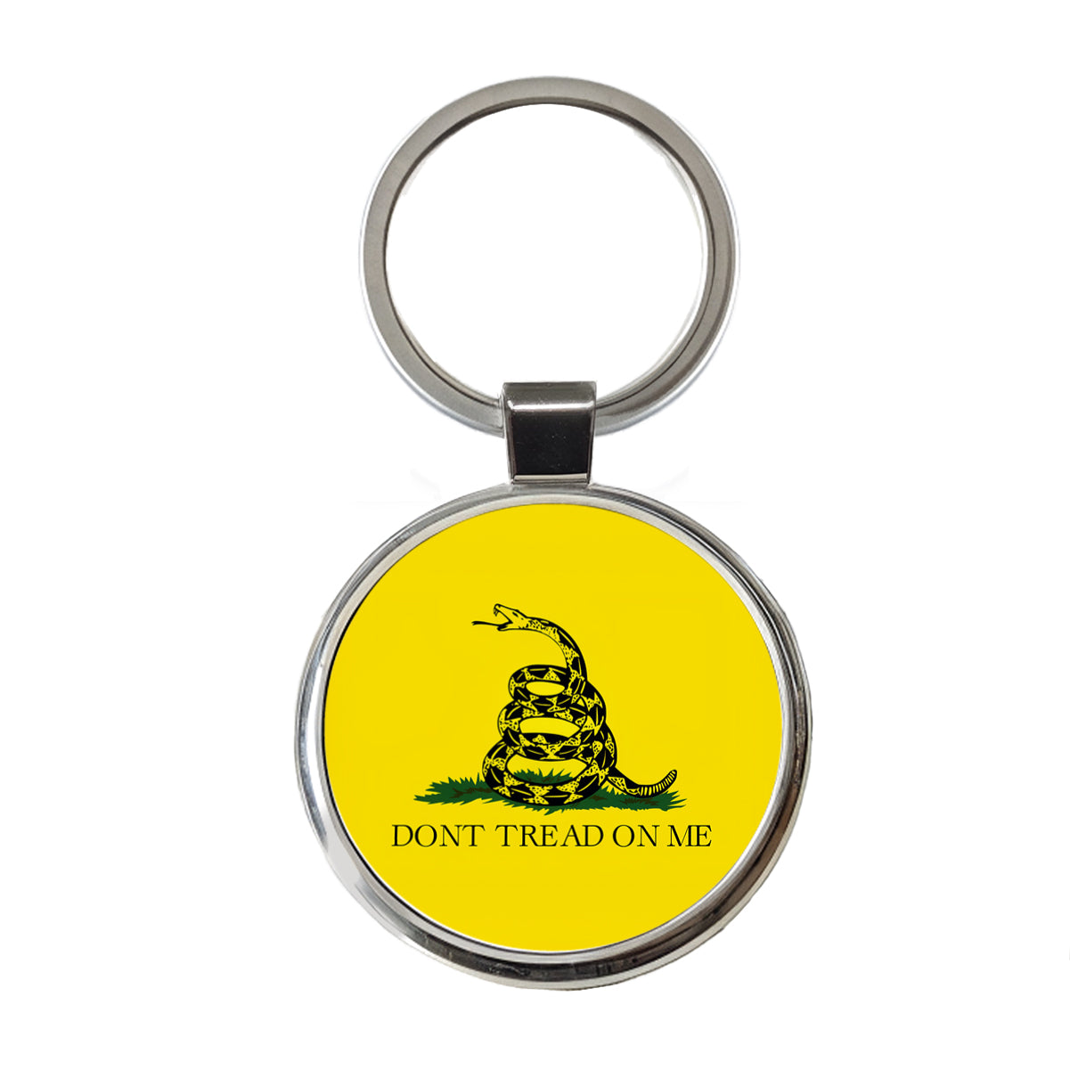 Gadsden Flag Don't Tread On Me Rattlesnake Round Metal Keychain
