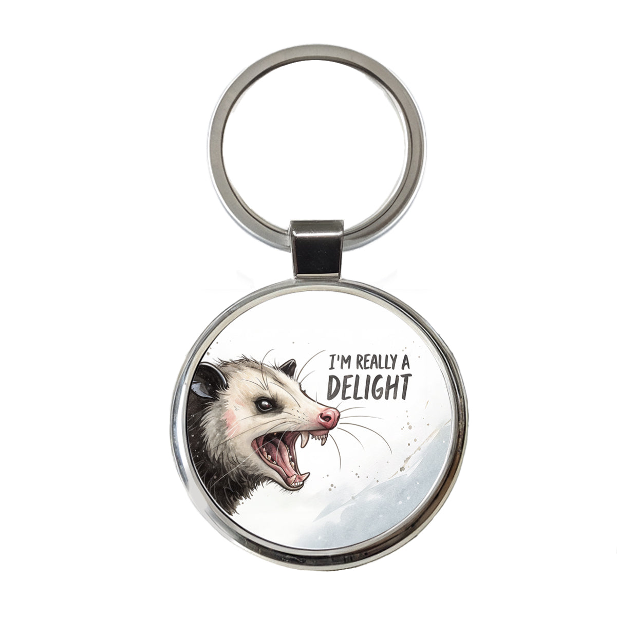 I'm Really a Delight Funny Angry Opossum Round Metal Keychain