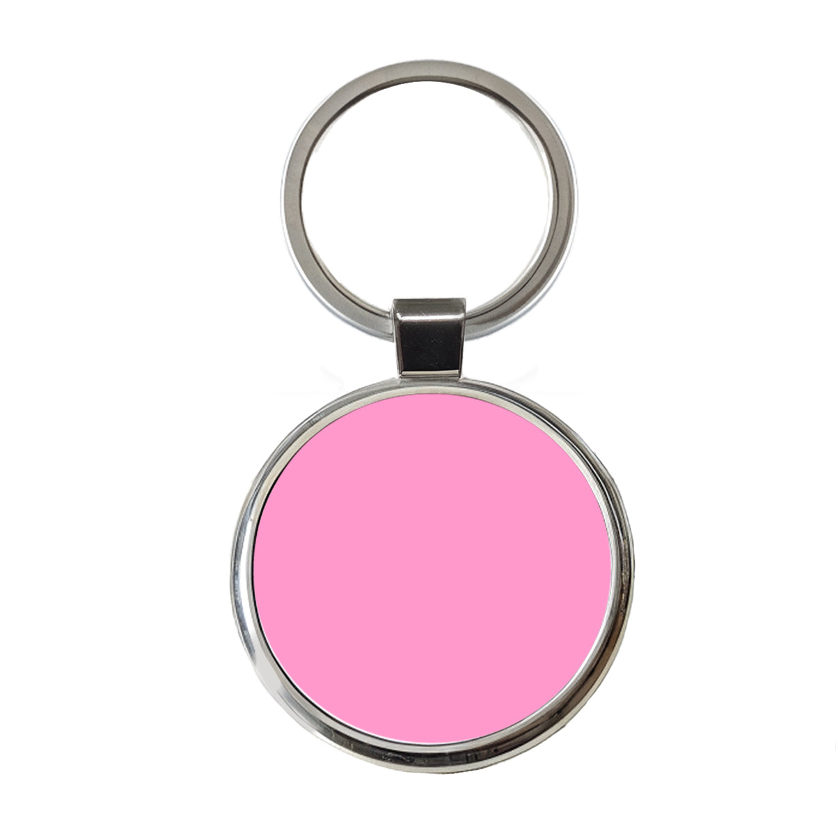 It's Just a Solid Pink Color Round Metal Keychain