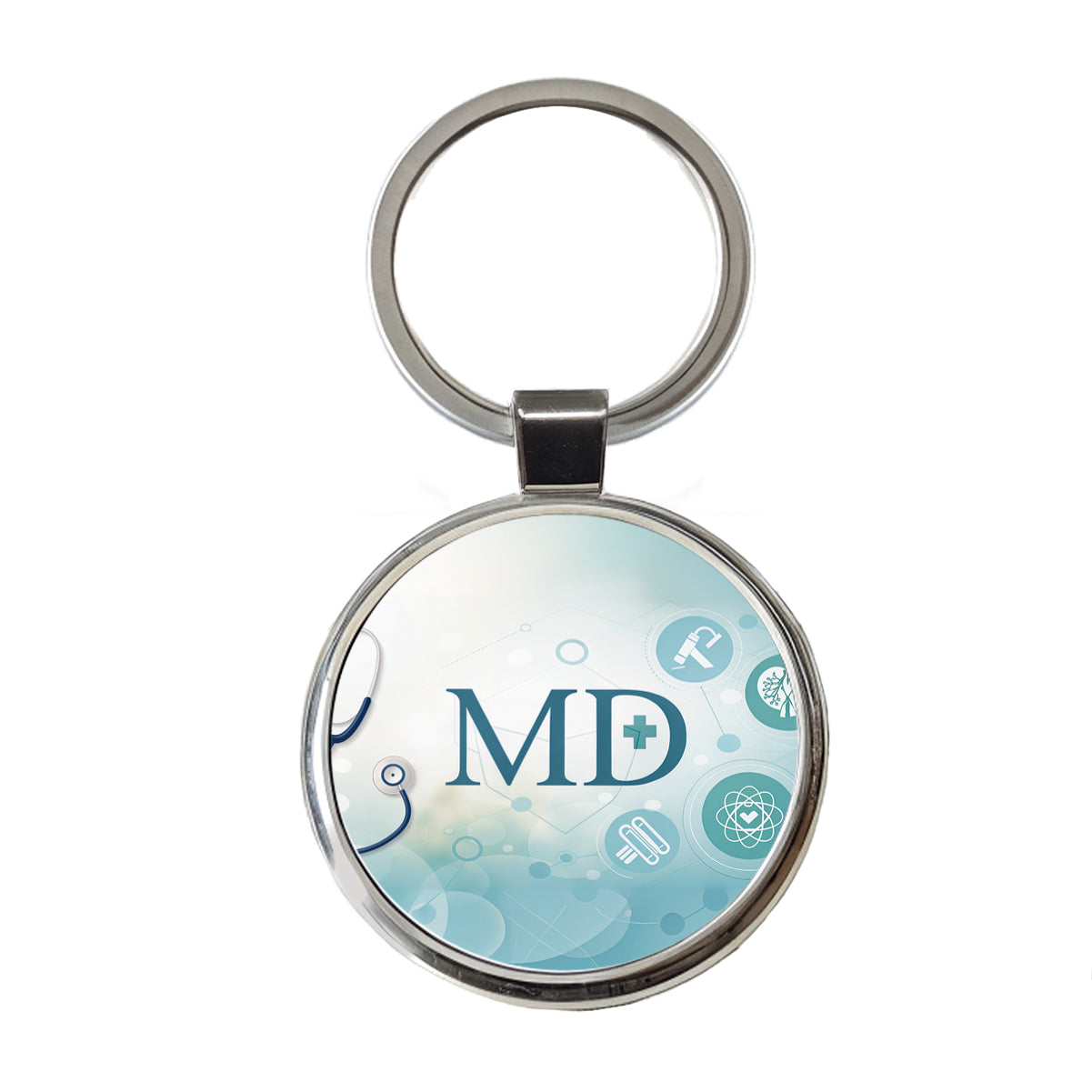 MD Doctor Medical Round Metal Keychain