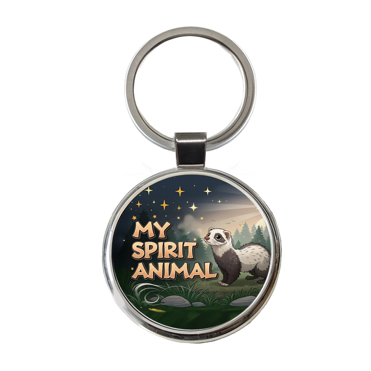 My Spirit Animal Ferret Funny Round Metal Keychain