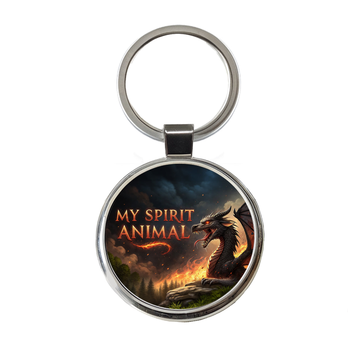 My Spirit Animal Fierce Dragon Funny Round Metal Keychain