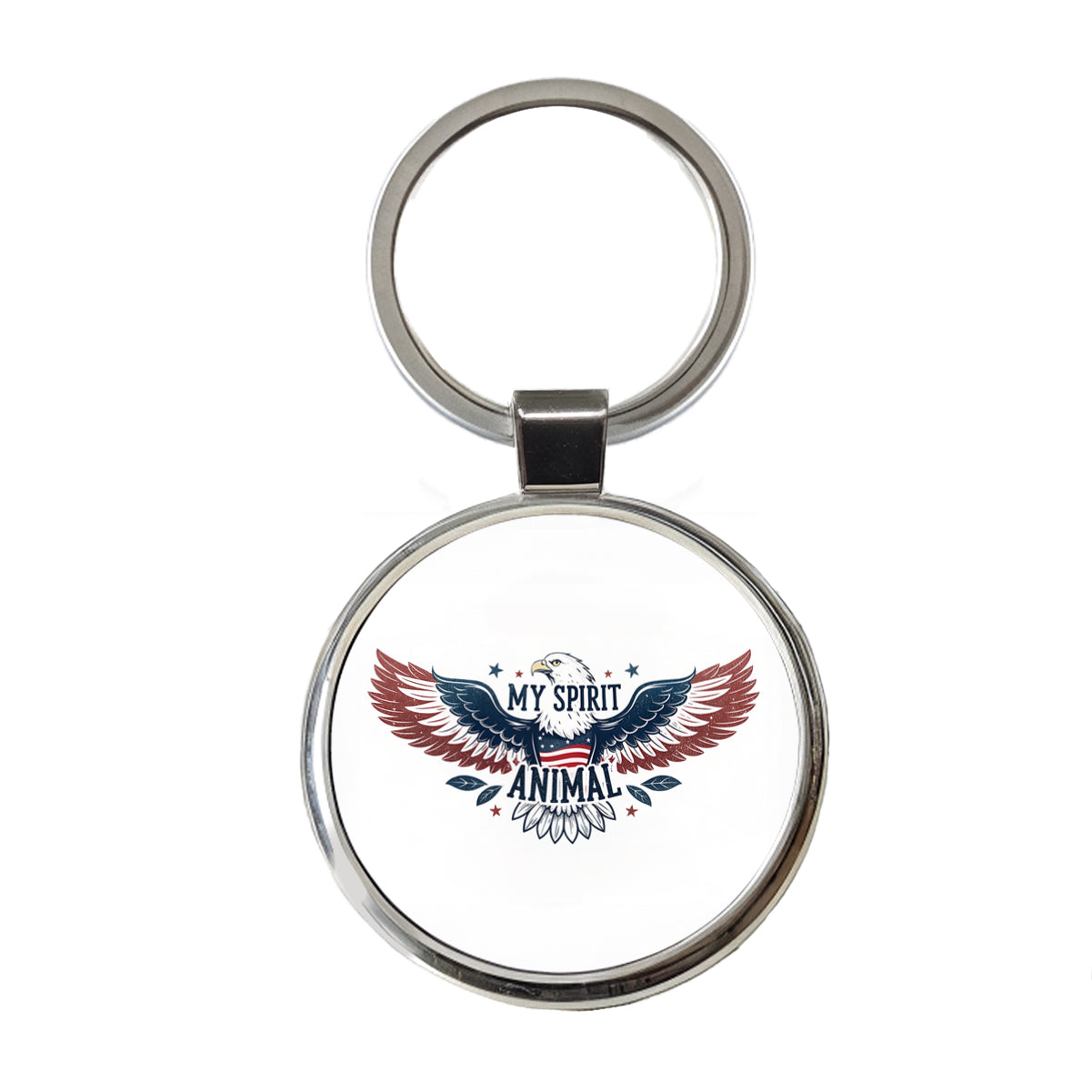 My Spirit Animal Patriotic American Bald Eagle Round Metal Keychain