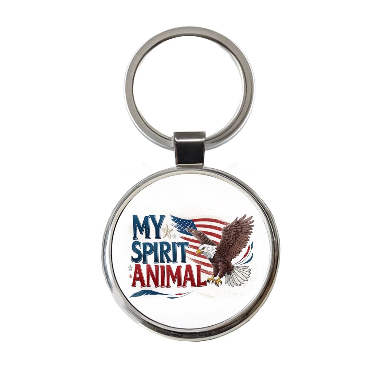 My Spirit Animal Patriotic Bald Eagle Round Metal Keychain