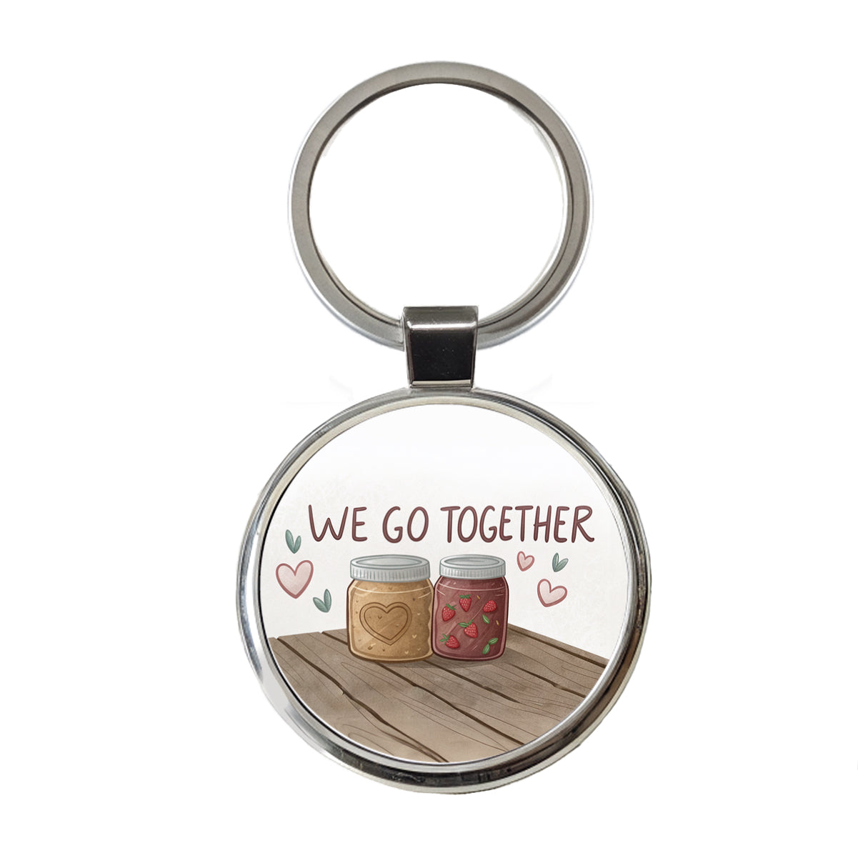 We Go Together Peanut Butter And Jelly Round Metal Keychain