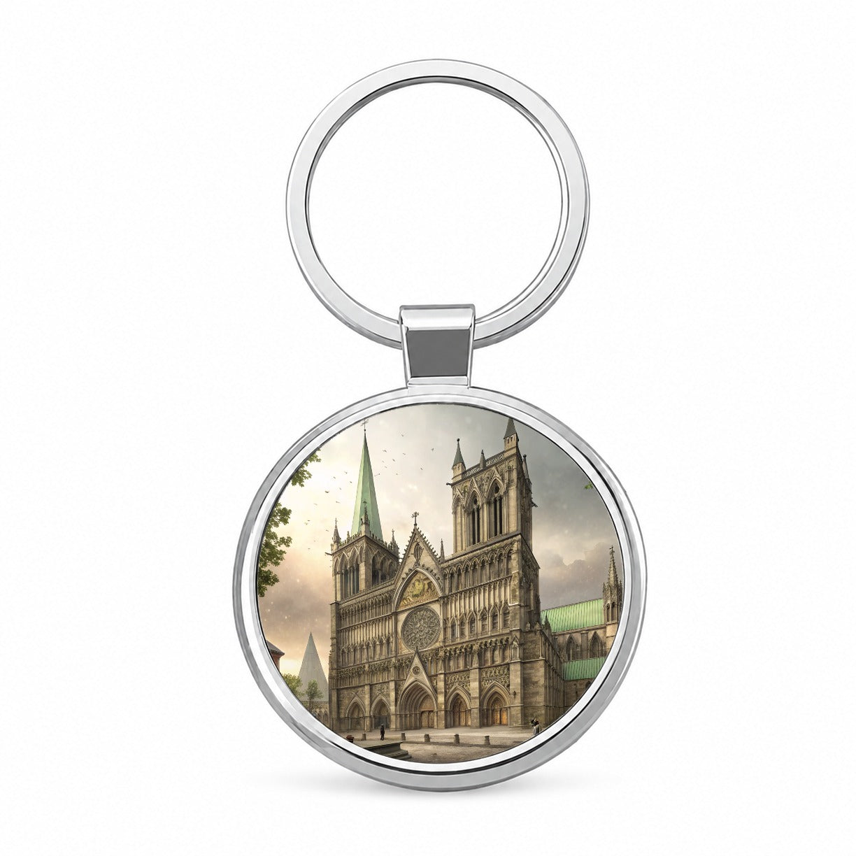 Nidaros Cathedral Church Trondheim Norway Round Metal Keychain