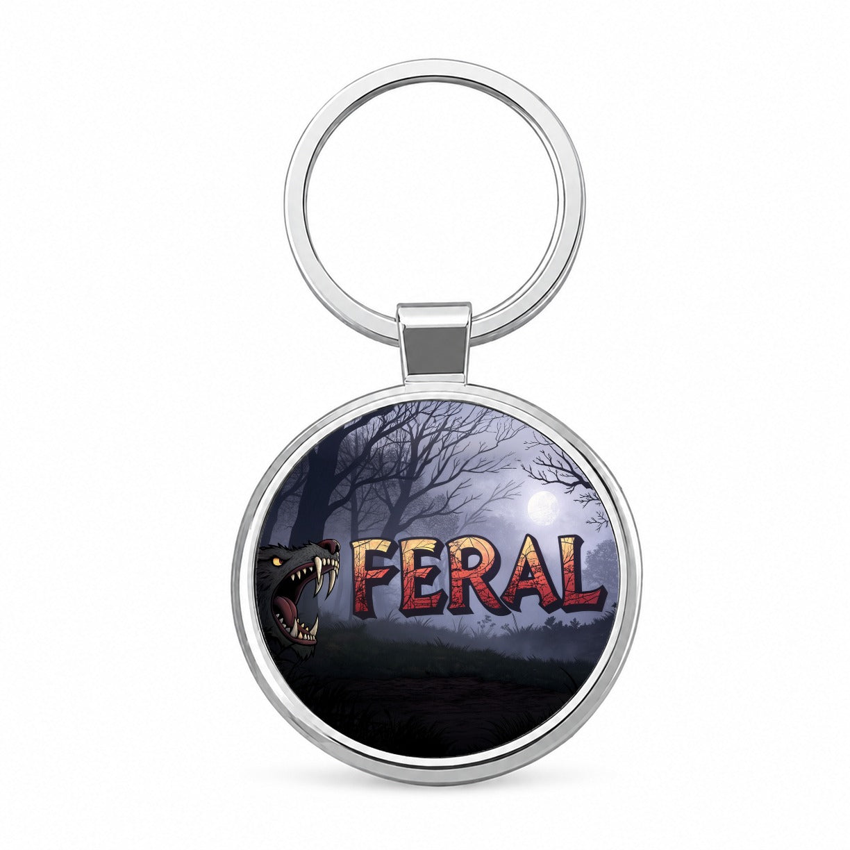 Feral Funny Animal Round Metal Keychain