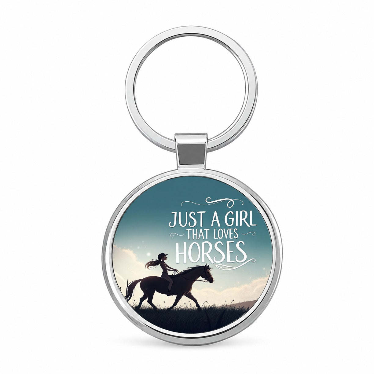 Just A Girl That Loves Horses Round Metal Keychain